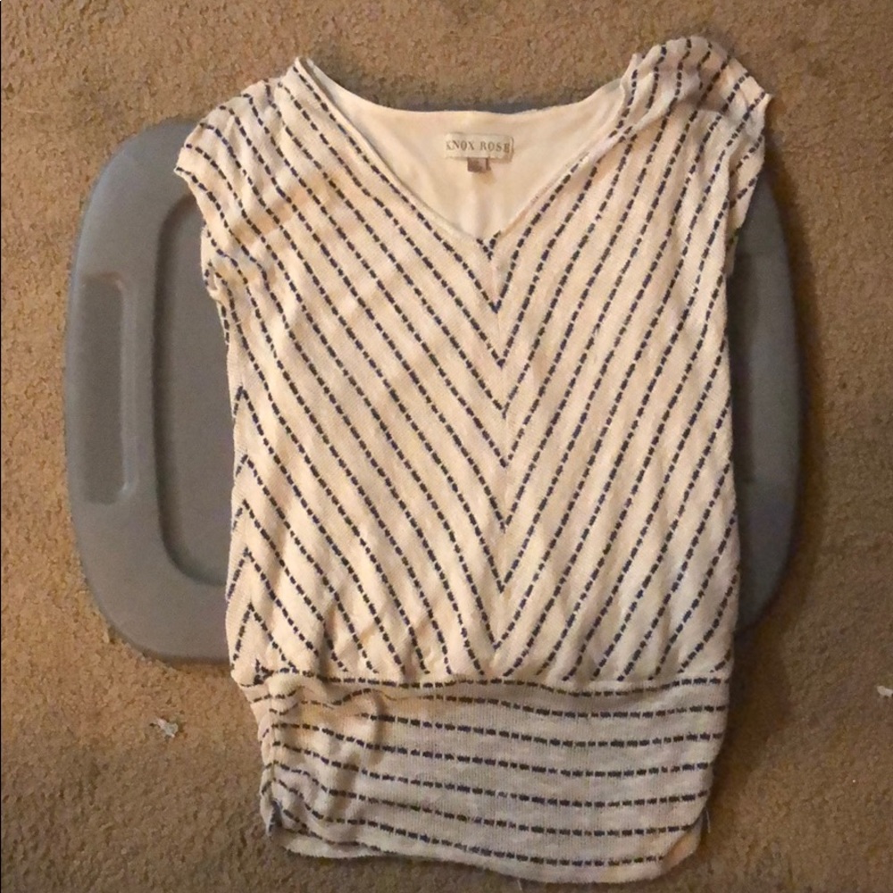 Cream and navy striped sweater